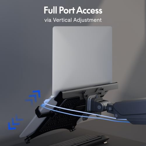 Image of FlexiSpot Laptop Mount, Dual Monitor Arm with Laptop Tray, Fits Up to 49 Inch Monitor and 17.3 Inch Notebook, Full Adjustable Gas Spring Holds up to 44lbs per Arm for Office & Home, Black