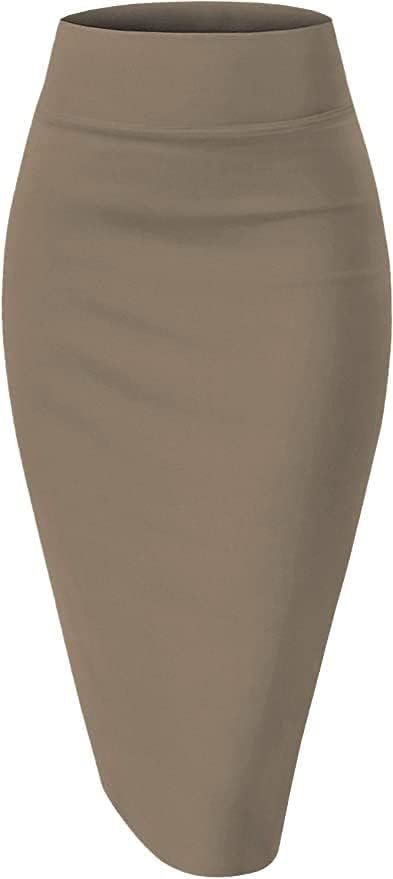 Sweet Hearts Women’s Basic Stretch Pencil Skirt- Regular & Plus Size- Below Knee Office Midi Bodycon Nylon Skirt Made in USA - Image 3