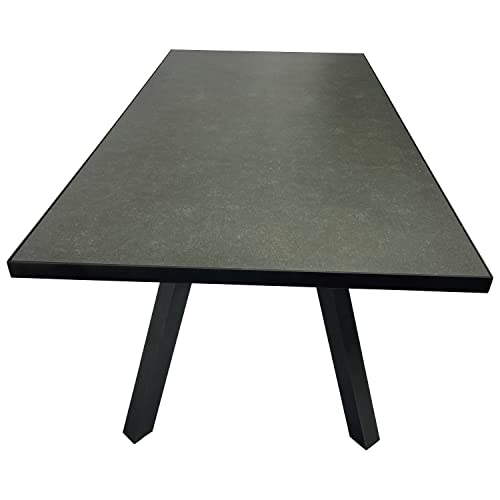 DEGAMO Gartentisch MANCIANO 90x180cm, Gestell Aluminium dunkelgrau, Tischplatte Glas in Keramikoptik dunkelgrau, wetterfest – Bild 5