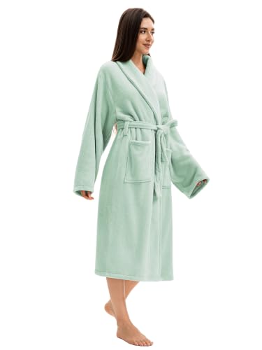 Image of Soft Robe For Women,Warm Plush Bath Robes Female,Spa Towel After Shower Lightweight Long Bathrobe