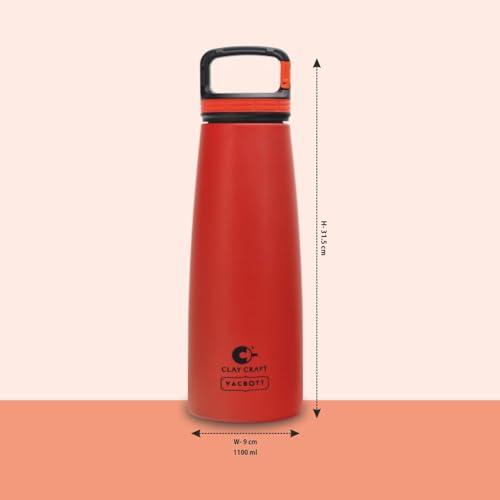 Image of CLAY CRAFT VACBOTT Harriet Swag Double Walled|18 Hours Hot and 24 Hours Cold Water Bottle Vacuum Insulated Flask|Thrmosteel Bottle|1000ML, Water Bottle|BPA-Free|BIS Certified|1Year Limited Warranty