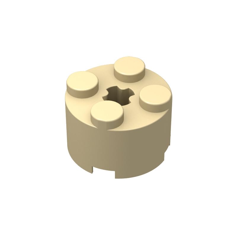 Classic Beige Brick Round Bulk, Beige Brick Round 2x2 with Axle Hole, Building Round Bricks Flat 200 Piece, Compatible with Lego Parts and Pieces: 2x2