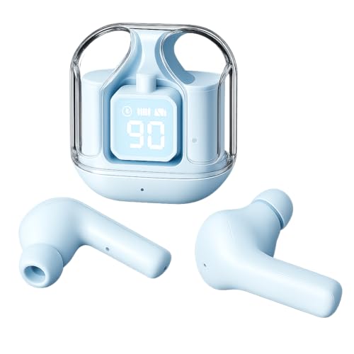 Image of NADITI Wireless Bluetooth Earbuds with Digital Display Charging Case | Touch Control TWS Earphones with HD Sound & Deep Bass | Noise Isolation Earbuds for Music, Calls, Gaming & Sports (Blue)