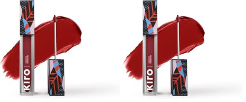 Image of Kiro Airy Matte Liquid Lipstick, Ladybird Red (Brick Red), 5 ml, Transferproof, Liquid Lip Colour, Long Lasting, Vegan, No Parabens, Avocado Oil, Non Toxic Lipstick for Intense Colour (Pack of 2)