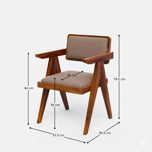 Image of Wooden Dining Table Set with 6 Chairs, Natural Oak, Rectangular, Modern Style, Back Chairs with Cushions (Table (150 cm x 90 cm,with Back Cushion Valvet)