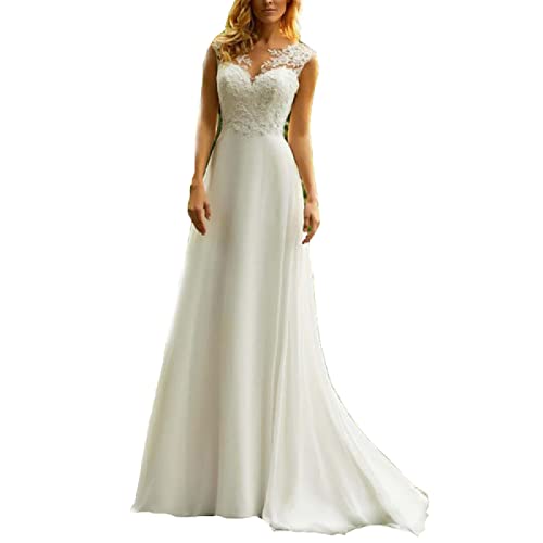 yhfshop Dentelle Robe de Soirée Longue Femme,2021 Nouvelle Robe de mariée en Dentelle à col Rond et Petite Queue-Beige_36,Élégante Cocktail Soirée Robe Cover