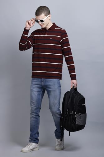 Image of Full Sleeve Polo T Shirt for Men Cotton with Pocket and Collar - Regular Fit Tshirt