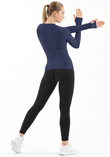 Image of MathCat Seamless Workout Shirts for Women Long Sleeve Yoga Tops Sports Running Shirt Breathable Athletic Top Slim Fit XS-XL