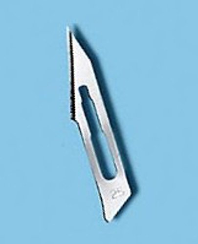 Sterile Scalpel Blade #25, Pack of 100 for Scalpel Handle #4, 6