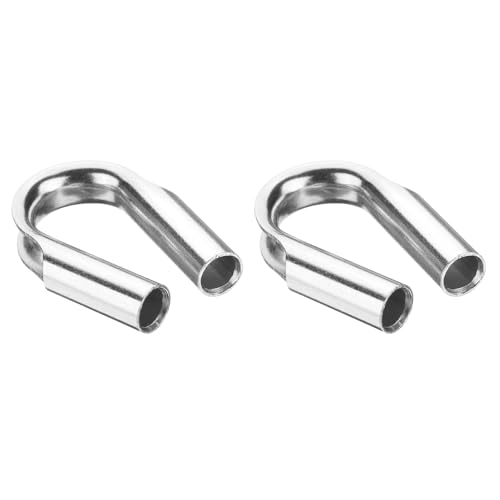 PATIKIL 1/4 (6mm) Guardacabo De Tubo De Cable De Acero Inoxidable 304, 2 Piezas De Guardacabo De Protección para Cable De Acero Industrial, Color Plateado