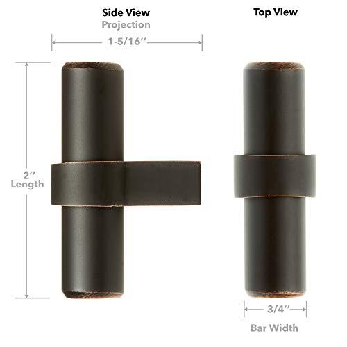 Cauldham 10 Pack Solid Kitchen Cabinet Bar Handle Pulls - Drawer/Door Hardware Knobs - Style B525 - Oil Rubbed Bronze