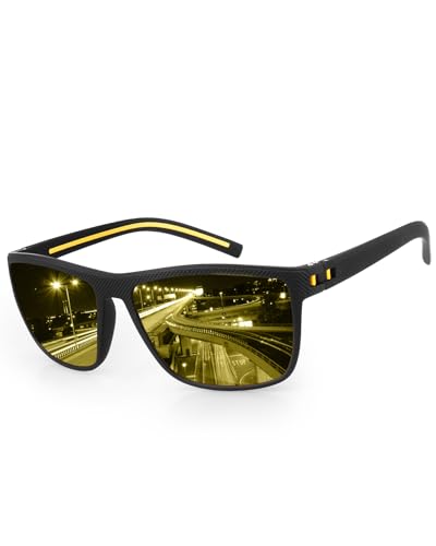 Night Driving Glasses for Men Women, Classic Square Sunglasses Anti Glare Polarized HD Night Vision Glasses For Driving