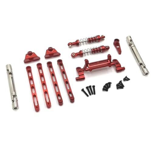 JYYTERD Piezas RC Compatible con MN82 LC79 para MN78 1/12 RC Car Parts Metal para Chasis Barra De Enlace Montaje De Barra De Tracción Amortiguador Eje De Transmisión Conjunto(Red)