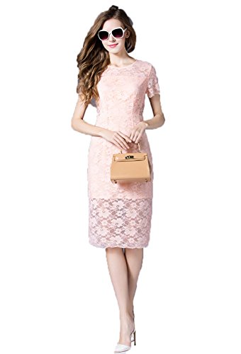 Robe rose en dentelle jacquard YALI pour vos cocktails d'été