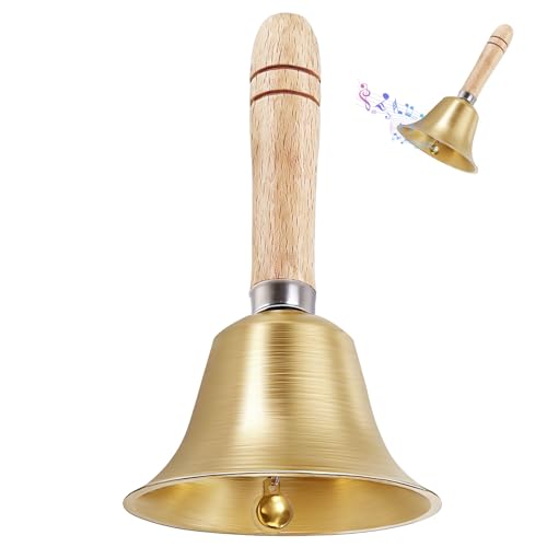 Primasage Super Loud Hand Bell Handglocke Laut Klassisch Metall Glocken mit Holzgriff Tischglocke Handglocken für Schulen Dienstleistungen Hochzeiten Meditation und Tiertraining