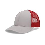 Pacific Headwear Low-Pro Trucker Cap, Heather Grey/Red/Heather Grey, OS