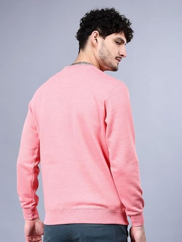Image of The Indian Garage Co Pink Regular Fit Self Design Overhead Crewneck Sweatshirt