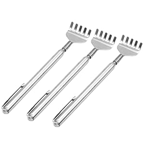 ILamourCar Rückenkratzer, 3 Stück Edelstahl Teleskop Rückenkratzer, Rückenschaber ausziehbar bis 50cm/20” Metallrückenkratzer für Kopf und Rücken