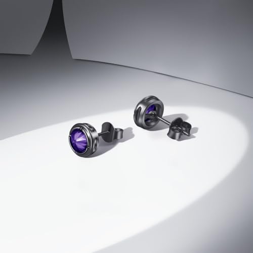 Immobird Black Earrings for Men Sterling Silver Earrings Unisex Stud Earrings Cool Handsome for Rock Hip-hop or Casual Everyday3