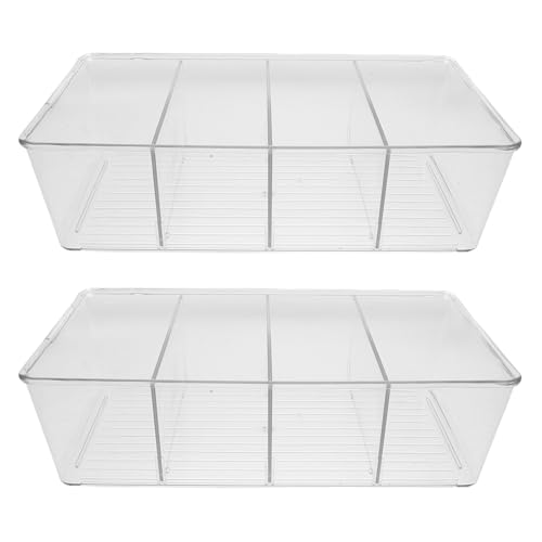 Boîte de rangement transparente 4 compartiments avec bac amovible pour placard