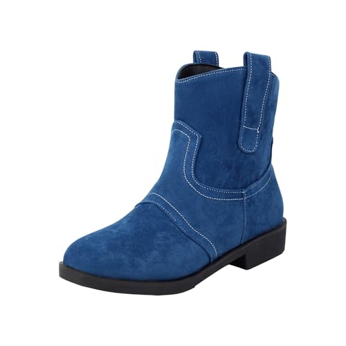 Bottines de cowboy extra larges bleues en daim résistant pour femme, taille 39