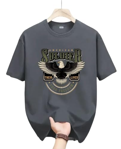 Image of Men's Graphic Printed T-Shirt - American Soldier Eagle Design | Premium Cotton Round Neck Half Sleeve T Shirt | Casual Stylish T Shirt | Trendy Streetwear, Gym