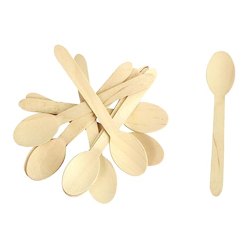 1000 Cuillères à dessert jetables en bois 110 mm compostables et biodégradables