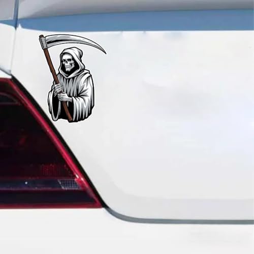 Image of Grim Reaper Holding a Large Scythe Vinyl Bumper Decal Sticker for Windows, Cars, SUVs, Bikes, Laptops, Notebooks etc Waterproof (10 inch Inches)