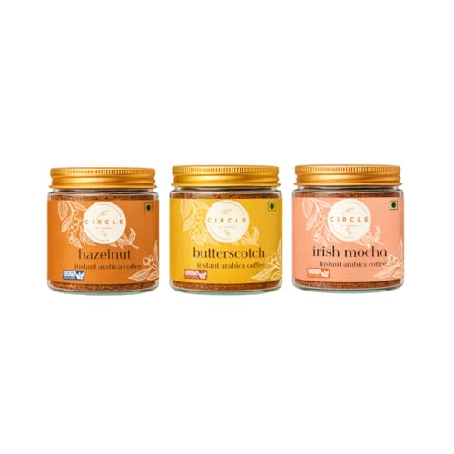 Image of The Circle Of Aroma Signature Instant Coffee|100% Arabica|Rich Aroma|No Added Sugar|Combo Of 3|Hazelnut, Butterscotch & Mocha|50g(25 Cups) Each Flavour|Enjoy Hot /Cold