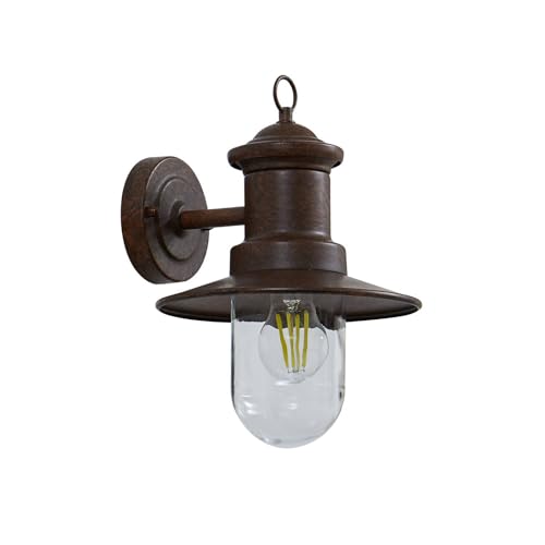 Lindby Lámpara de pared exterior Eloretta (Tradicional) en Marrón hecho Metal (1 llama, E27) lámparas para aplique lámpara LED