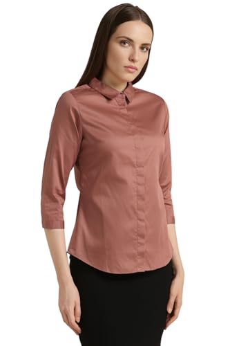 Image of Van Heusen Women Cotton Solid Regular Fit Shirt