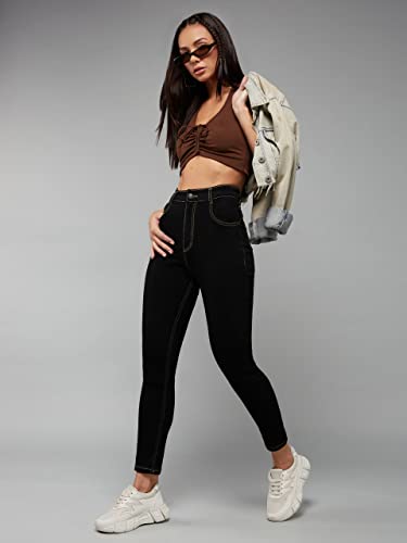 Image of Dolce Crudo Women's Skinny Fit High Rise Cropped Length Stretchable Denim Jeans