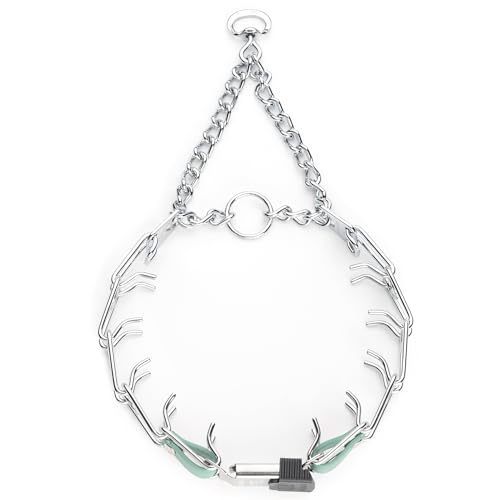 Herm Sprenger Chrome Plated Steel Dog Collar with Quick Release ClicLock Buckle and Biothane Insert Training Collar for Dogs Made in Germany (Sage Green, 22in x 3.0mm(Neck Size up to 18-19in)) by Herm Sprenger - Used condition - Image 2