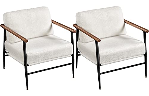 Sillón con tejido boucle suave color marfil