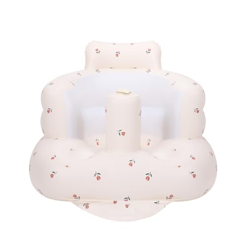 Image of AirSwim Inflatable Baby Chair, Inflatable Baby Seat for Babies 3 Months and Up, Summer Blow Up Chair with Built in Air Pump, Infant Floor Seats for Learning to Sit, Palying, Camping, Tulip
