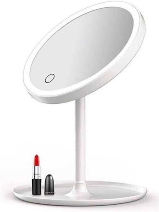 Zauss Touch Led Lighted Usb Li Round Table Top Makeup Mirror Makeup Mirror Led