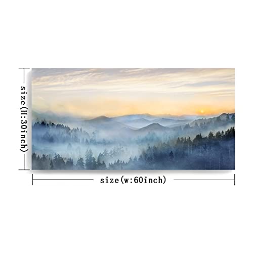 Wall Decor for Living Room Sunrise Misty Forest Print Picture Paintings Wall Art for Bedroom Bathroom Framed Large Canvas Artwork Modern Room Wall Decorations Size 60x30 inches Ready to Hang - Image 6