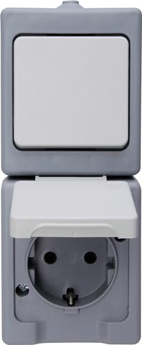 Kopp 130148003 Kombination Senkrecht Schalter Aufputz-Feuchtraum Standard grau