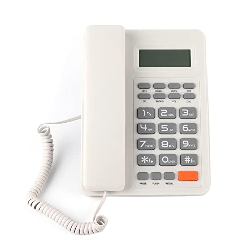 Tomantery Hoteltelefoon met Snoer, Nummerweergave, Nummerherhaling, Flitsfunctie voor Kantoor Thuis, Wit