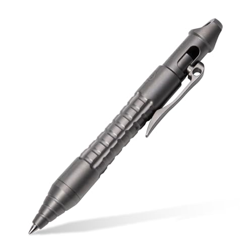 TACRAY Titanium Bolt Action Mini Pen, Pocket Size EDC Pen with Lanyard Clip and LAMY Brand Refill