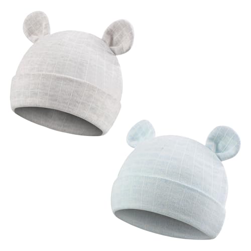 Image of JANGANNSA Cotton Newborn Baby Girls Hat Spring Newborn Boys Hat Cute Rabbit Infant Beanie
