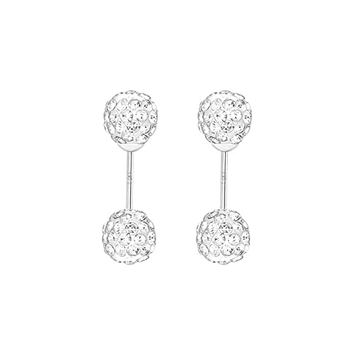 CZ Balls Double Sided Cartilage Tiny Stud Earrings 925 Sterling Silver Tragus Screw Back Crystal...