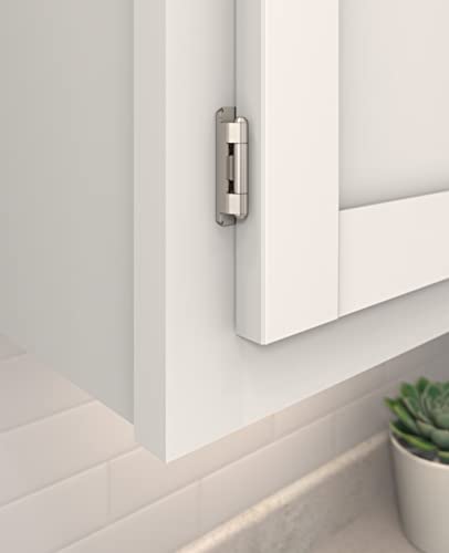 Image of Amerock 1 Pair 3 /8 inch Inset Satin Nickel Self-Closing Wrap Hinge
