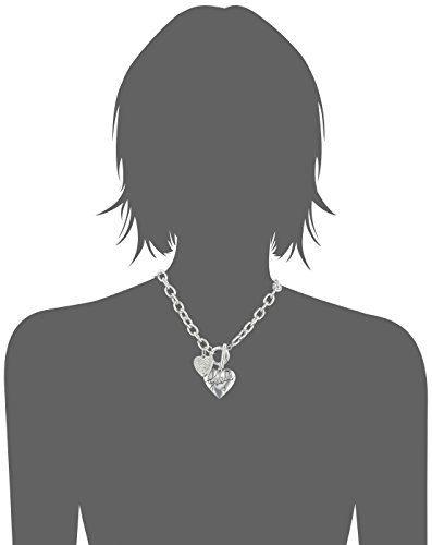 GUESS "Basic Silver Logo Heart and Pave Heart Toggle Pendant Necklace3