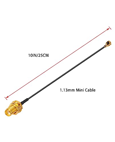 Vecys 2PCS U.F.L1 to SMA Female Low Loss Coaxial Cable 10" /25CM U.F.L1 1.13mm Mini-Coaxial Pigtail Cable for Wireless Routers Mini PCIE Network Cards PCI Wi-Fi WAN Repeater - Image 2