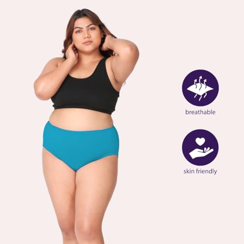 Image of Adira | 3XL to 10XL Cotton Panties for Women Plus Size | High Waist Panty with Full Coverage | Inside Elastic - No Elastic Exposure to Skin | Plus Size | Pack of 3