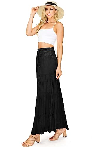 Love Tree Women's Juniors Classic Shirred Boho Midi Skirt3