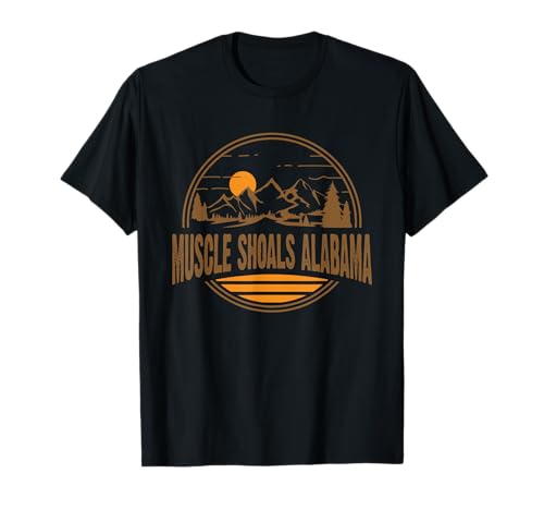 Vintage Muscle Shoals, Alabama Mountain Senderismo Souvenir Prin Camiseta