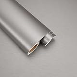 FANCYEASY Brushed Stainless Steel Contact Paper for Appliances Dishwasher Refrigerator Wrap Peel and Stick Waterproof Grey Metallic Wallpaper Self Adhesive Vinyl Wrap for Fridge Cover 15.7'x118'