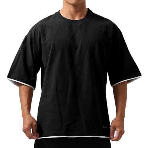 Mens Oversize Loose Hip-hop Shirts Plus Size Shirts Half Sleeve Workout Gym Sweatshirts for Men T83